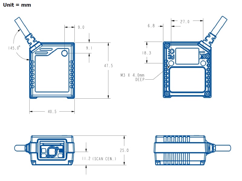 FA480 フロントビュー外形寸法